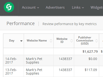 Screenshot of CJ report with data the company wanted